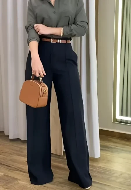 Luxurious Black High Waist Wide Leg Pants - Elegant Comfort