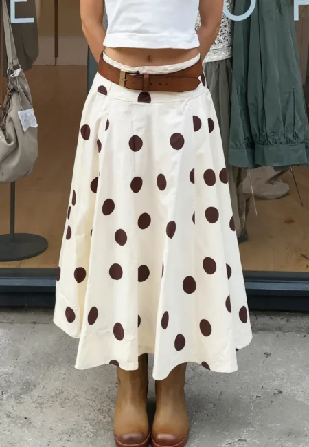 Elegant A-Line Polka Dot Midi Skirt for Stylish Summer Outings