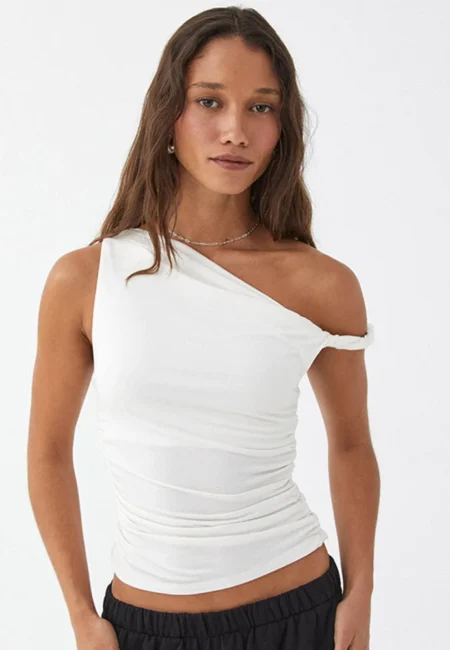 Effortless Off-Shoulder Summer Tank Top with Ruching