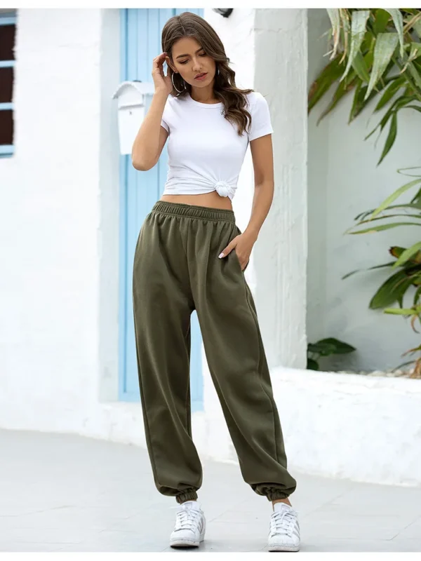 Cozy Elastic Cuff Wide Leg Pants for Casual Comfort