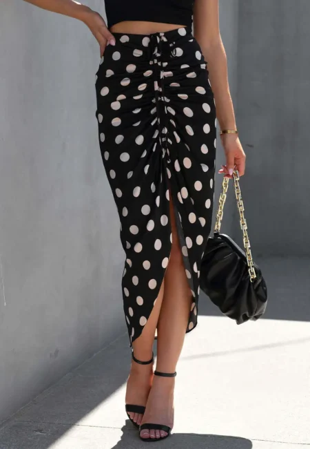 Elegant High Waist Polka Dot Midi Skirt for Every Occasion