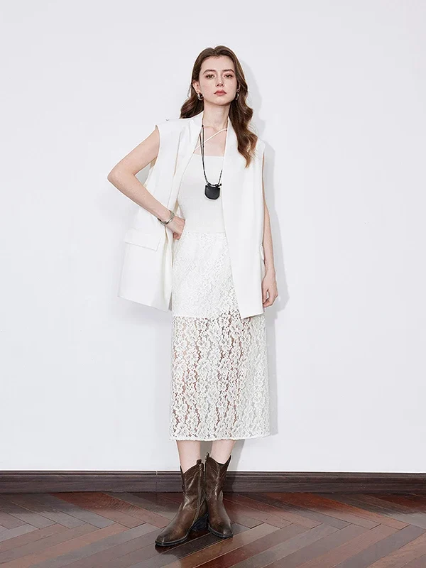 Elegant High-Waist Lace Skirt for Women - Spring Style