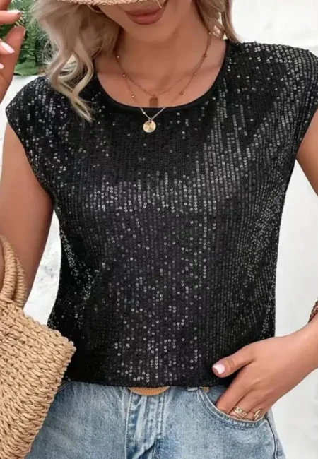 Glamorous Sequin Sleeveless Top - Summer Sparkle Essential