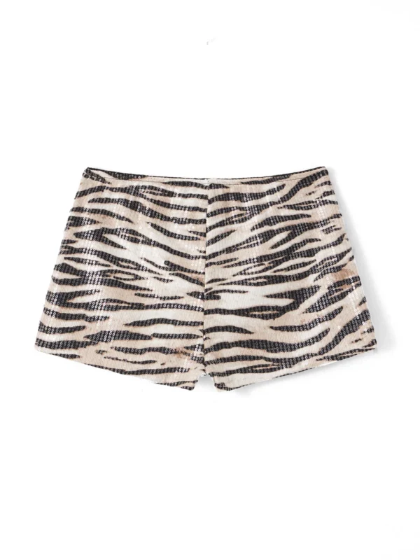 Zebra Print Sequin Shorts for a Chic Summer Party Look