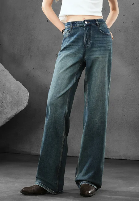 Lycra Stretch Wide Leg Jeans for Women - Autumn Style Essential