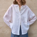 Chic Women's Vintage Linen Long Sleeve Blouse with Embroidery - Image 4