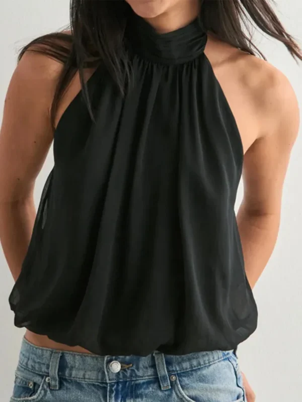 hirigin Stylish Women Halter Top Off Shoulder Sleeveless Tank Tops  Backless Solid Loose Fit Summer Vest for Club Party