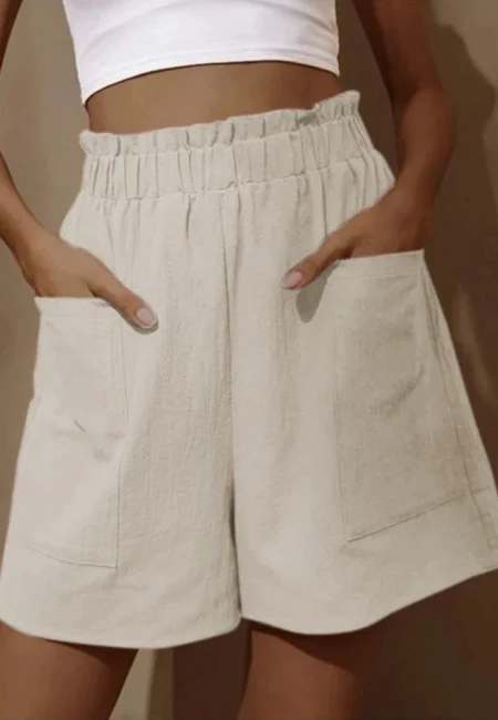 Luxe High-Waist Wide Leg Summer Shorts with Pockets Women