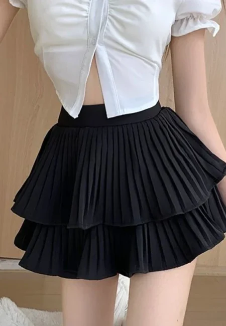 Whimsical High Waist Ruffled Mini Skirt for Soft-Girl Style