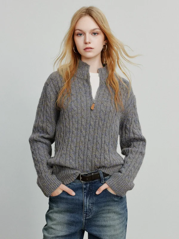 Chic High Collar Knitted Sweater for Cozy Autumn Days