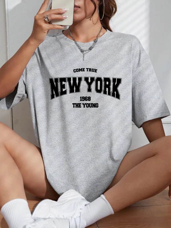 When 1968 The New York Is Young Woman T shirt Girl Oversize Daily Top Female Creativity Streettshirt Individual Casual Clothes