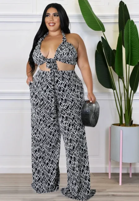 Stunning Backless Print Set - Soft Milk Fiber Summer Outfit