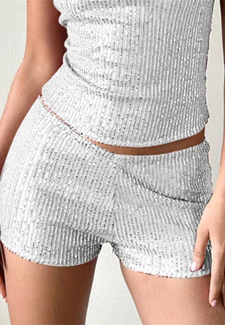 Glam Sparkle Women's Low Rise Sequin Summer Shorts