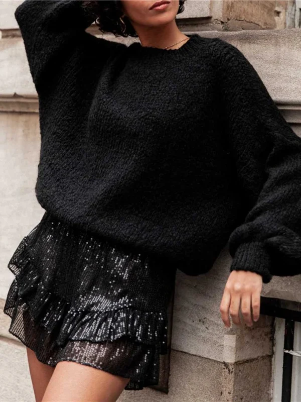 Glitter Ruffle Shorts for Women - Elastic Waist Party Chic