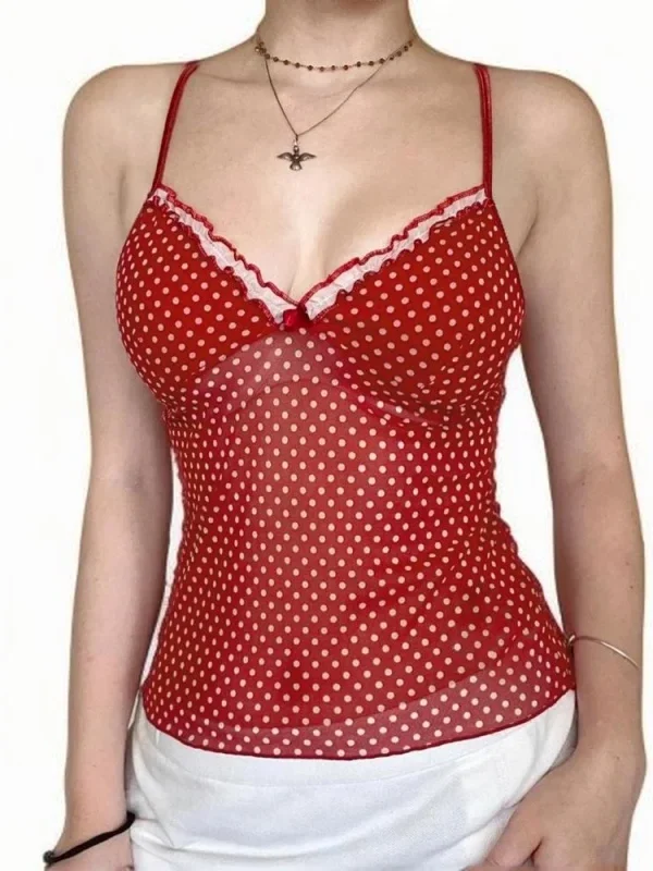 Chic Polka Dot Ruffle Crop Top for Effortless Summer Style