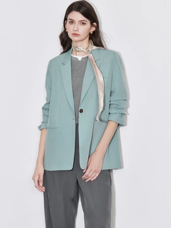 TOYOUTH Women Blazer  Autumn New One Button Solid Color Long Sleeve Office Lady Workwear Suit Jacket