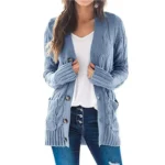 Chic V-Neck Knitted Cardigan for Cozy Autumn Style - Image 3