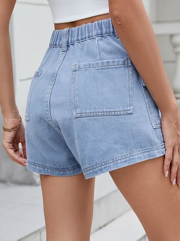 Vintage-Inspired Cargo Denim Shorts for Women - Summer Casual Chic
