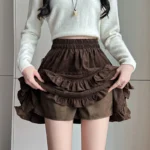 Luxurious Velvet Ruffles A-Line Skirt for Chic Winters - Image 6