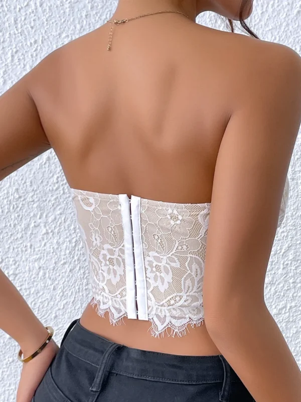 Bare oulder Embroidery Floral Tube Top Strapl Crop Top Spring  Women's Faion Svel Floral Print Bustier