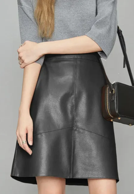 Luxe PU Leather A-Line Skirt - High Waist Office Winter Style