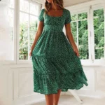 Floral Print Boho Puff Sleeve Chiffon Summer Dress - Image 3