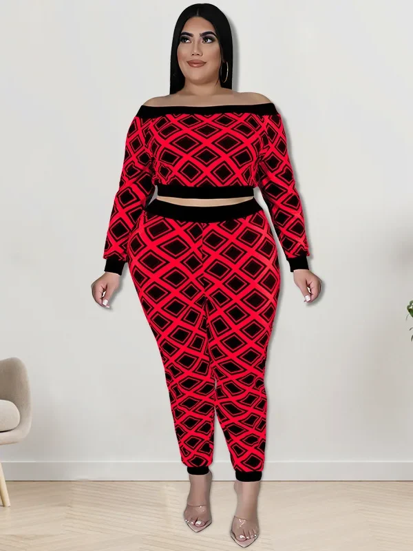 Chic Plus Size Women's Top & Trousers Set for Effortless Style