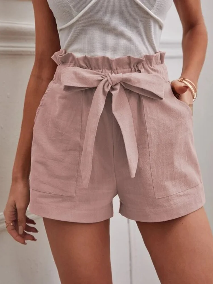 kf-Se36b0d3001f34b1ba3aae6a4835b09372 Comfortable White Summer Shorts Women Pockets Drawstring Casual