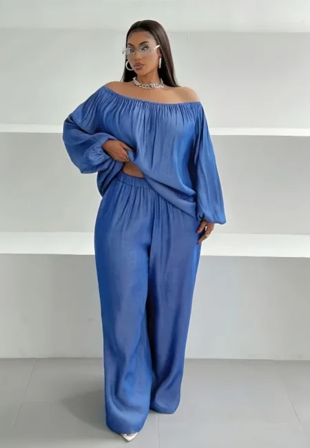 Sophisticated One Shoulder Top & Wide Leg Pants Set XL-5 XL