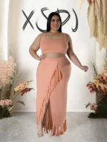 Chic Plus Size Summer Knit Skirt & Vest Set for Women - Image 3