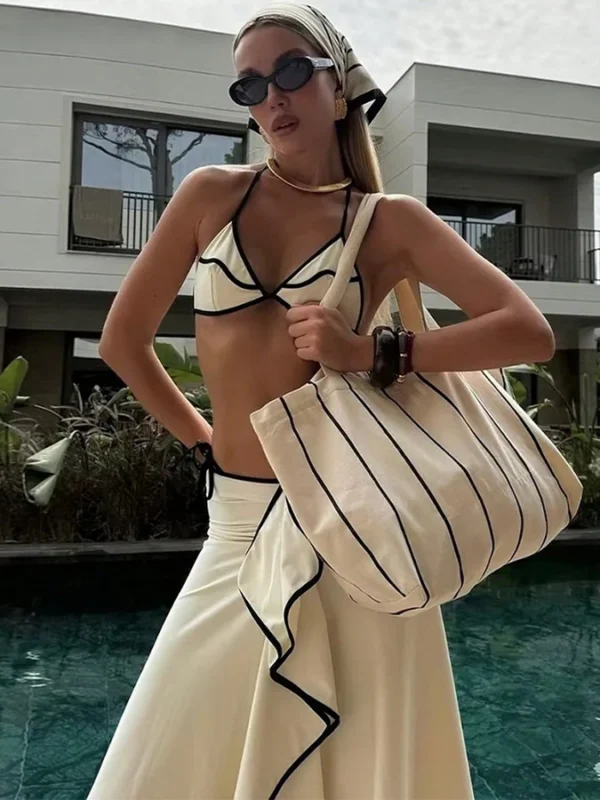 Chic 3-Piece Floral Bikini Set with Stylish Wrap Skirt