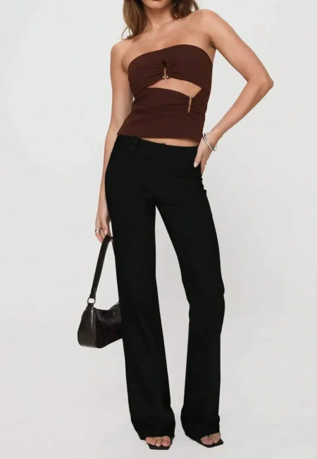 Sophisticated Color Block Flared Pants for Office Wear