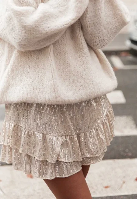 Sparkly Velvet Ruffle Shorts Women Hip Hop Dance Festival