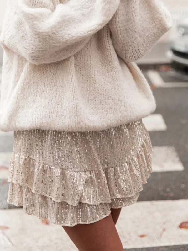 Glittery Ruffle Shorts for Women - Chic Hip Hop Style