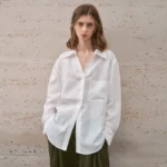 100% Linen White Shirt Women Lapel Cardigan Long-sleeved Solid Color Casual Loose High Street Fashion Chic Sun-protective Blouse - Image 5