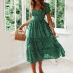 Floral Print Boho Puff Sleeve Chiffon Summer Dress