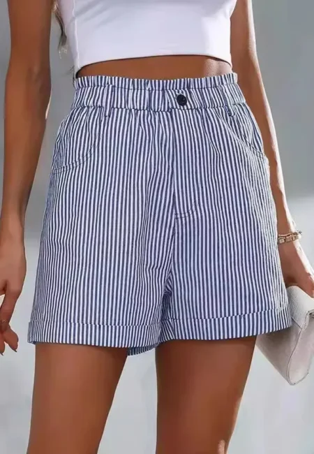 Trendy Striped Pocket Shorts - Breathable Summer Comfort