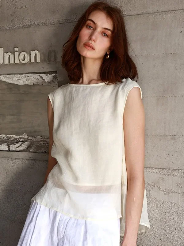 Chic Sleeveless Ramie Top for Effortless Summer Style