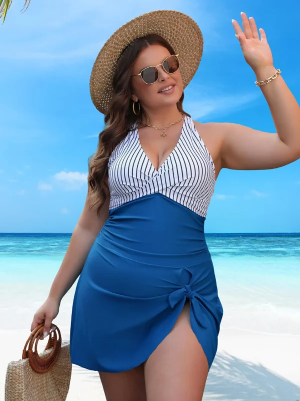 Elegant Plus Size Women's High Waist Push Up Swimsuit
