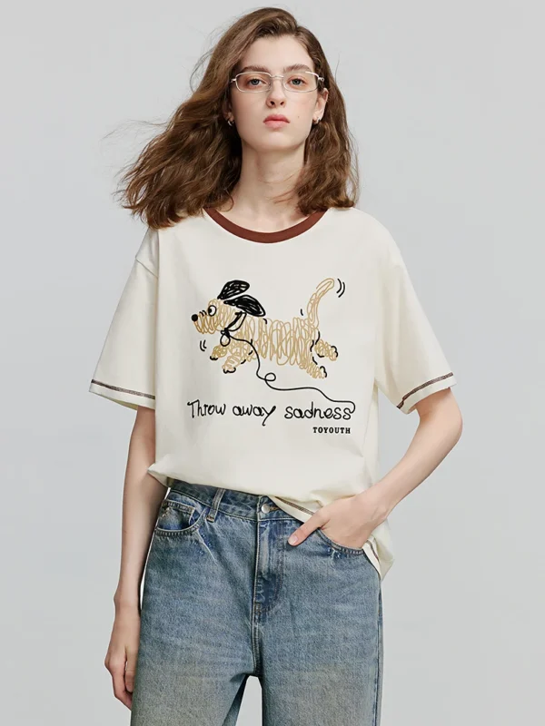 TOYOUTH Women Short Sleeve T shirt  Summer New Animal Casual Tops 8521054