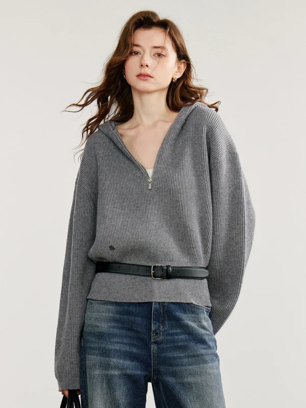 Cozy Women's Hooded Knitted Pullover for Casual Style