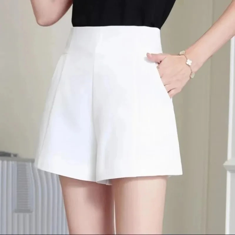 Kf-Sf7F846Fb046B4Fa7Aa4A1Fdc0A528C0Ci Luxe High-Waist A-Line Summer Shorts With Pockets - Black/White