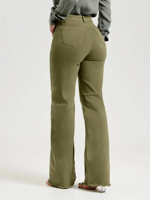 Flared Green Denim Jeans for Women - Casual & Stylish Wear