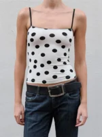 Chic Women's Dot Print Cami Top with Open Back Design