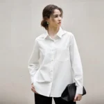 Chic Women's White Cotton Linen Blouse - Casual Elegance