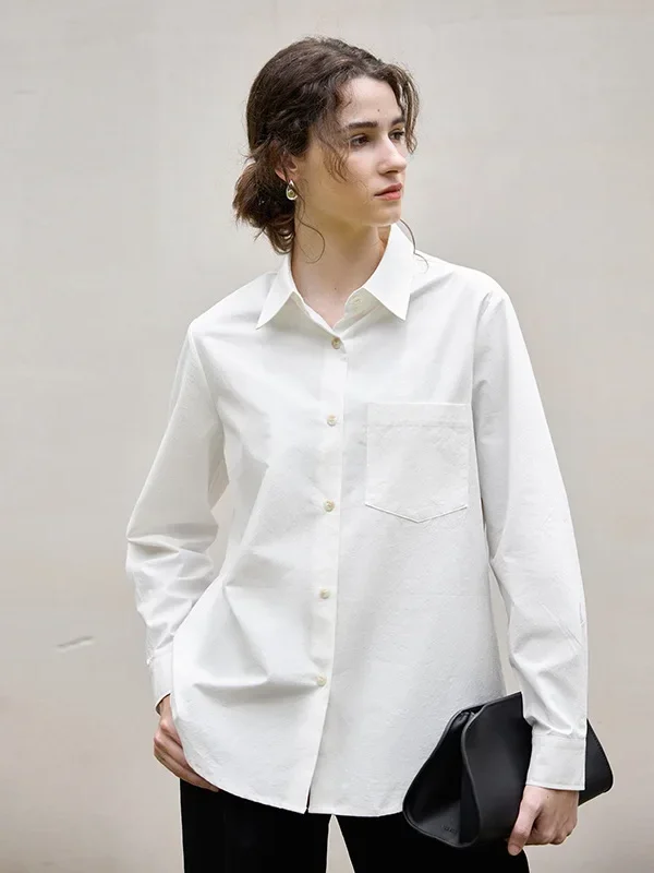 Chic Women's White Cotton Linen Blouse - Casual Elegance