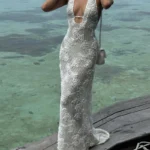 Chic Backless Summer Dress - Knitted Jacquard Beach Cover-Up - Image 4