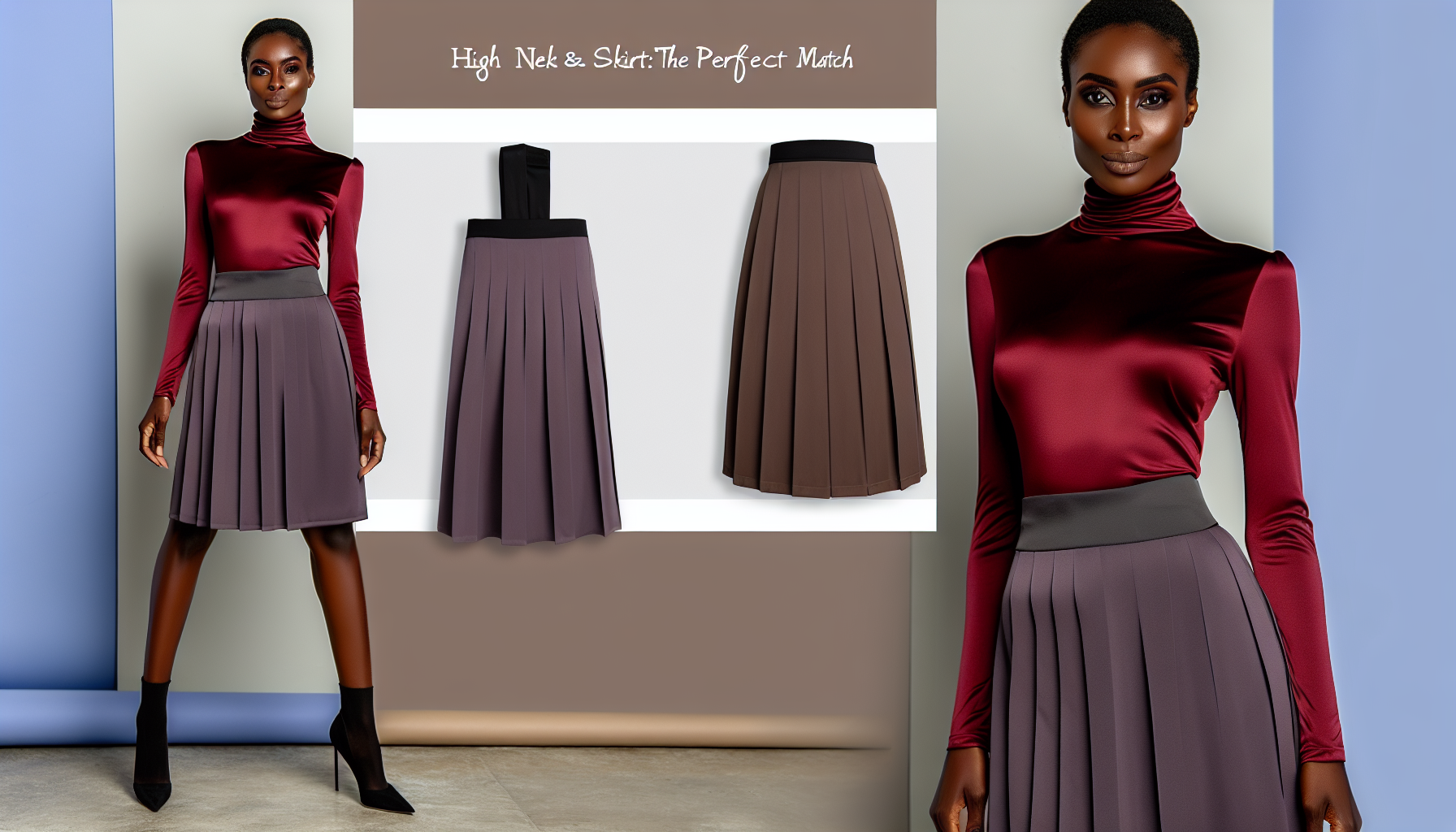High Neck Sweaters With Skirts