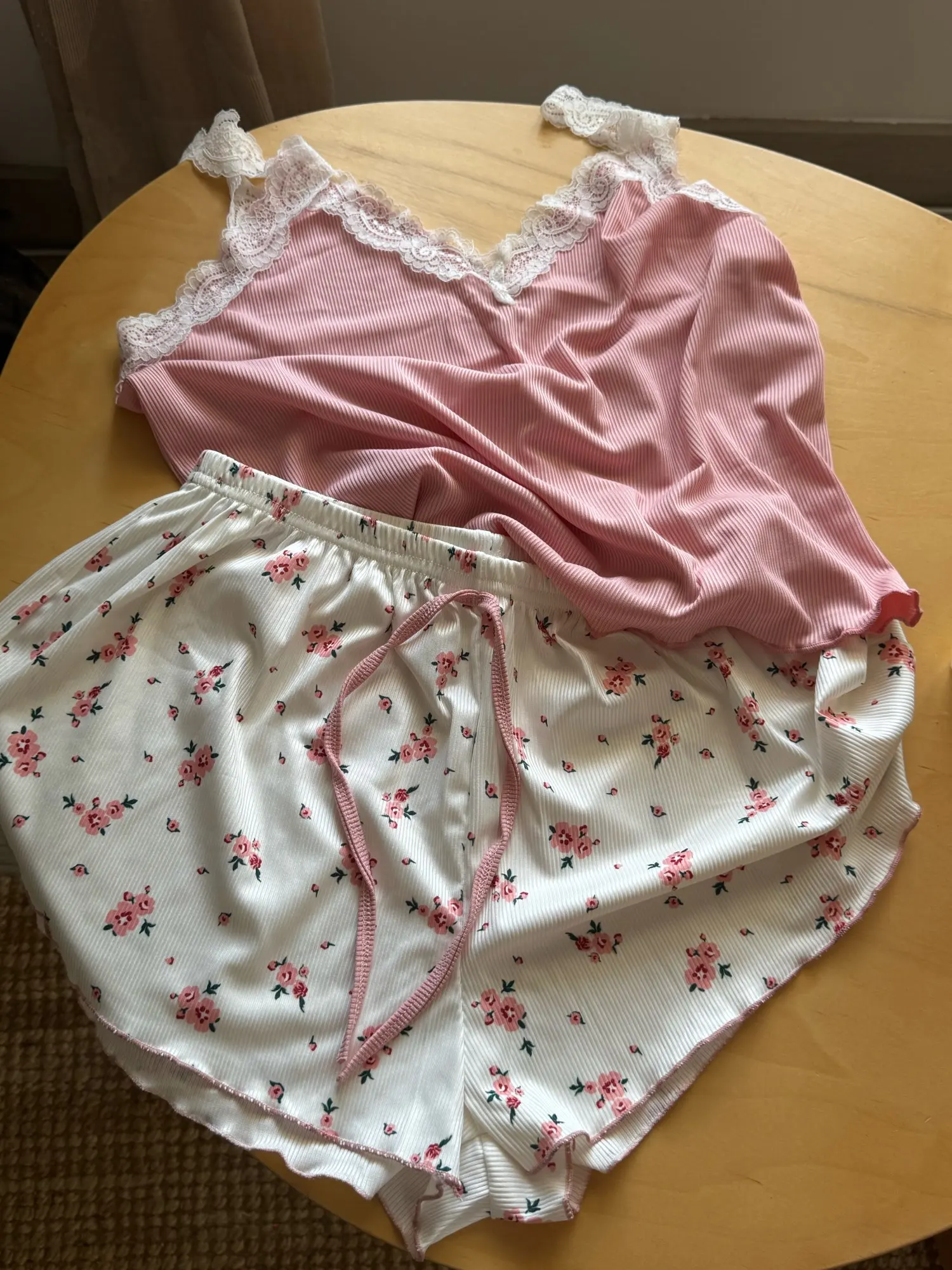 Lace-Trimmed Two-Piece Camisole & Shorts Sleep Set photo review