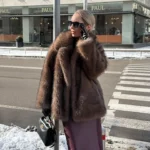 Luxurious V-Neck Faux Fur Winter Coat - Elegant Warmth photo review